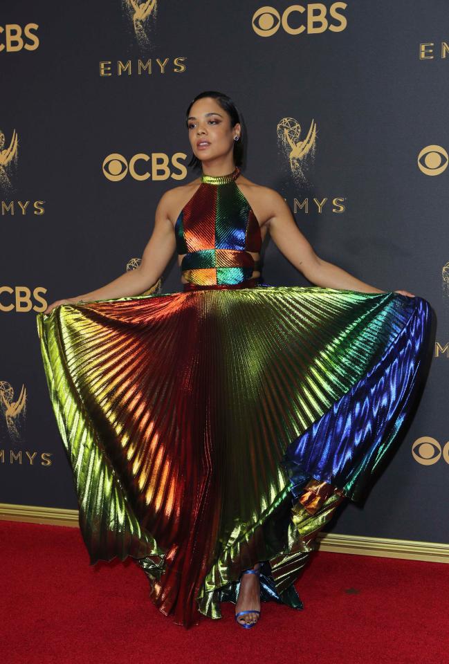  Tessa Thompson's bold rainbow gown certainly made a statement