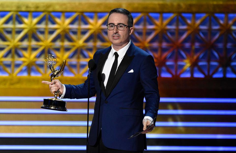  And one of the UK's brightest exports John Oliver picked up the gong for Outstanding Writing for a Variety Series