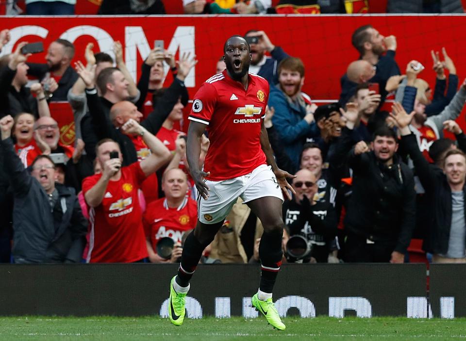  Romelu Lukaku celebrates his goal against Everton on Sunday