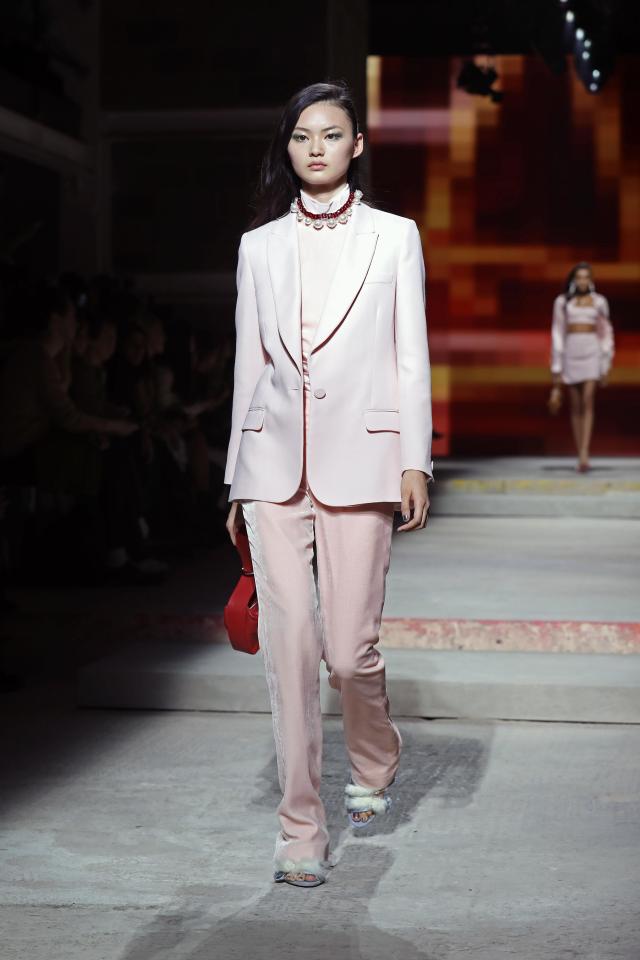  A tailored pink velvet tux jacket is priced at £95