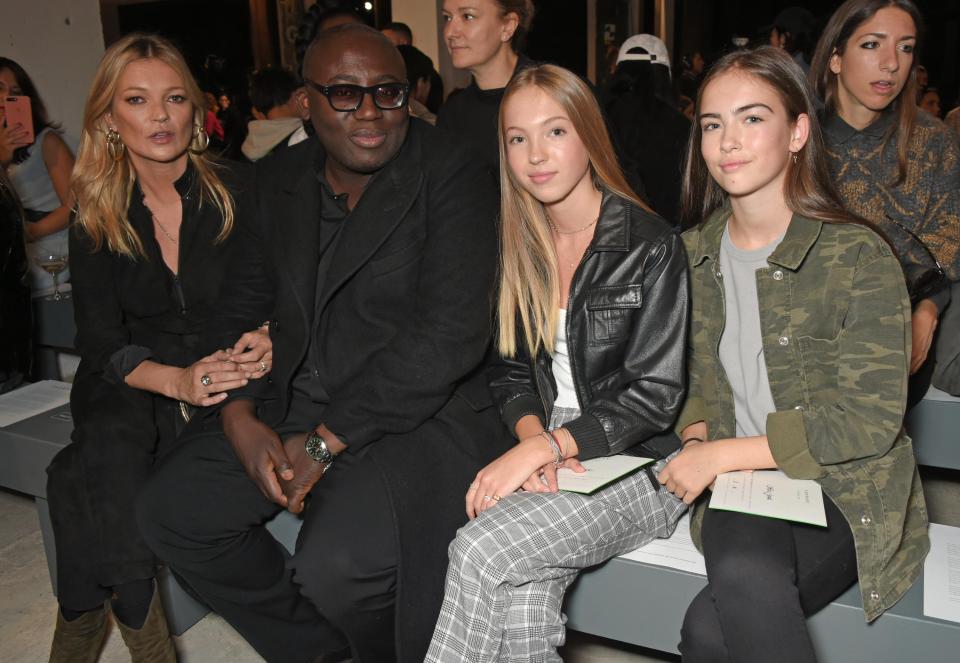  Kate Moss and her daughter Lila Grace sat on the front row alongside new British Vogue editor Edward Enninful