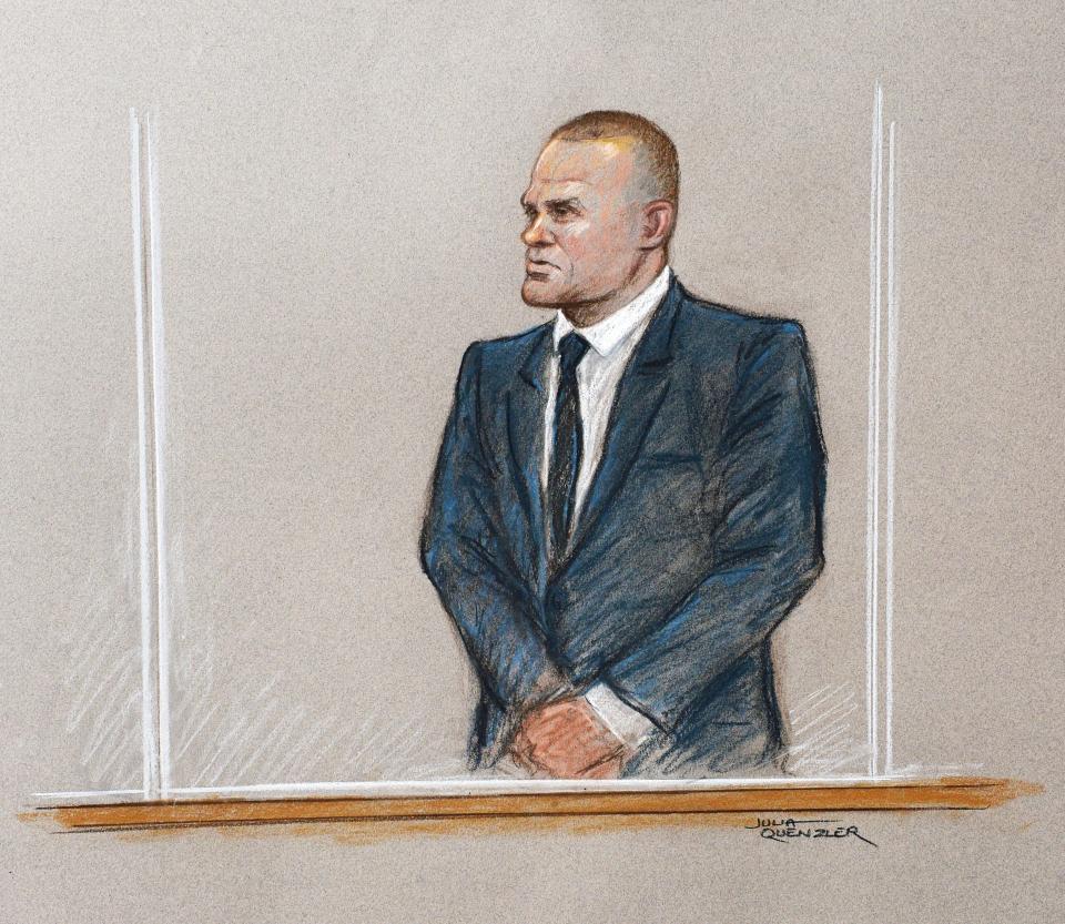 The official court sketch showed Rooney in the dock