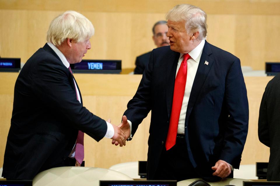  Boris Johnson shook hands with Donald Trump as they both arrived for a UN meeting in New York earlier this week