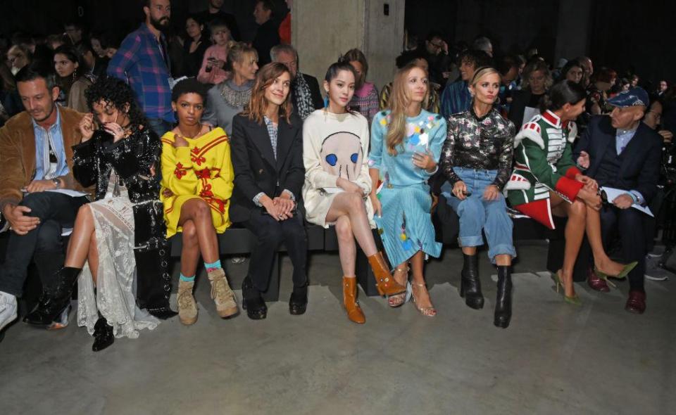  Jonathan Saunders, FKA Twigs, Selah Marley, Alexa Chung, Nana, Harley Viera Newton, Laura Bailey, Giovanna Battaglia Engelbert and Stephen Jones attend the Christopher Kane SS18 catwalk show