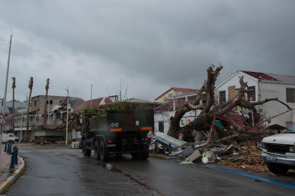  Debris in a street in Marigot, on the French Caribbean island of Saint Martin