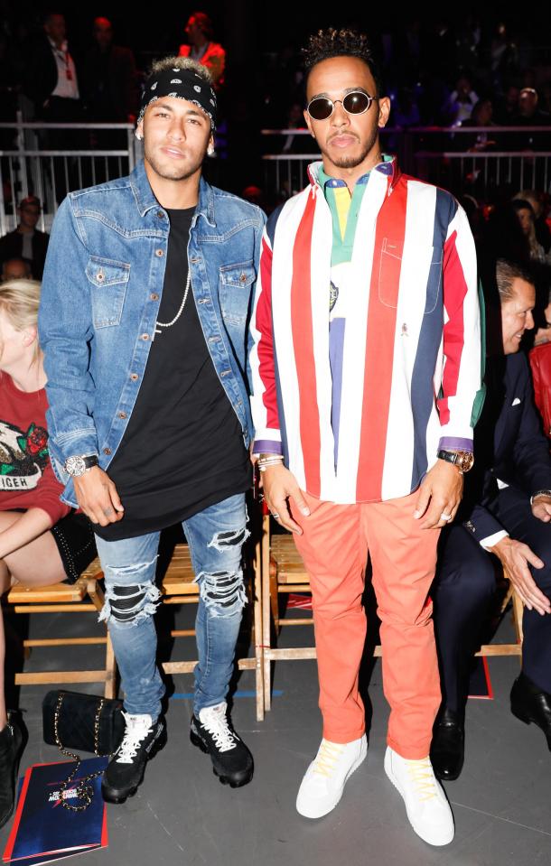 Neymar and Lewis Hamilton were certainly not clashing with each others' clothes during London Fashion Week