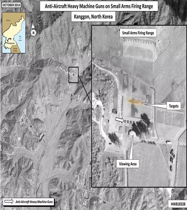  A satellite picture from 2014 shows a previous execution with anti-aircraft guns in North Korea