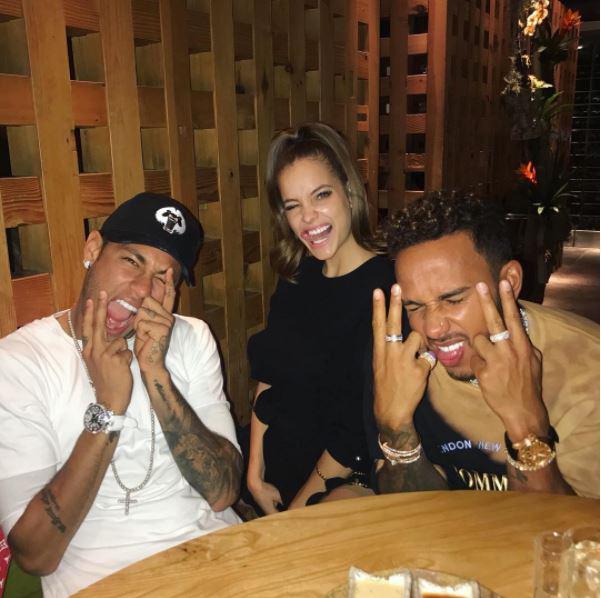 Barbara posted a funny snap of her, Neymar and former flame Lewis Hamilton last night