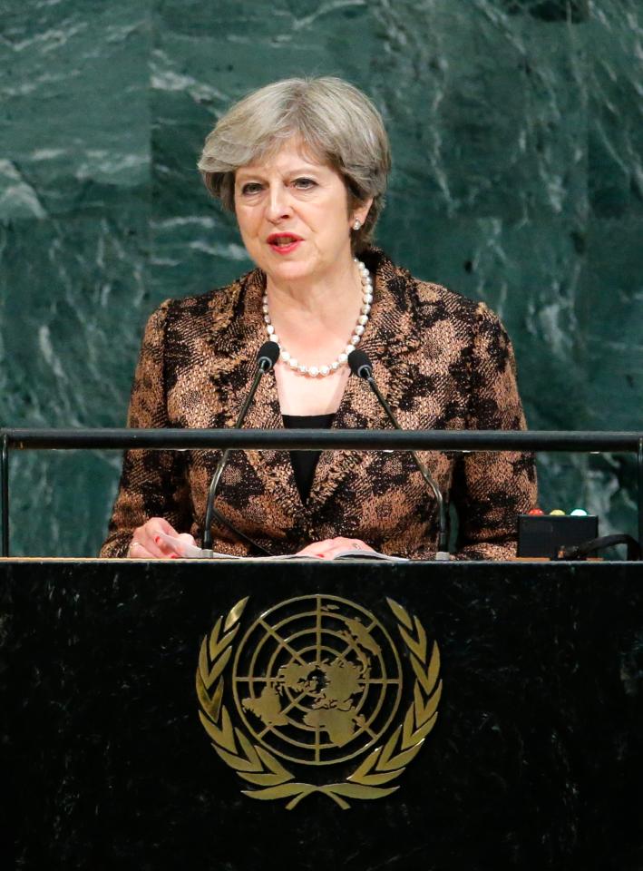  Theresa May addressing the UN General Assembly in New York today