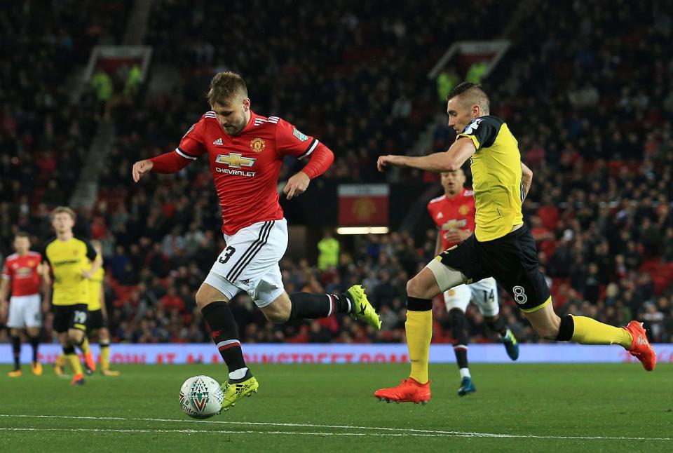 Luke Shaw came off the bench to make his injury comeback against Burton