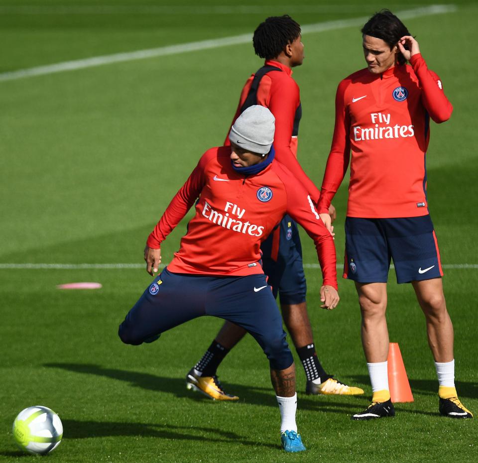 Neymar and Edinson Cavani were put through their paces ahead of Saturday's Ligue 1 clash