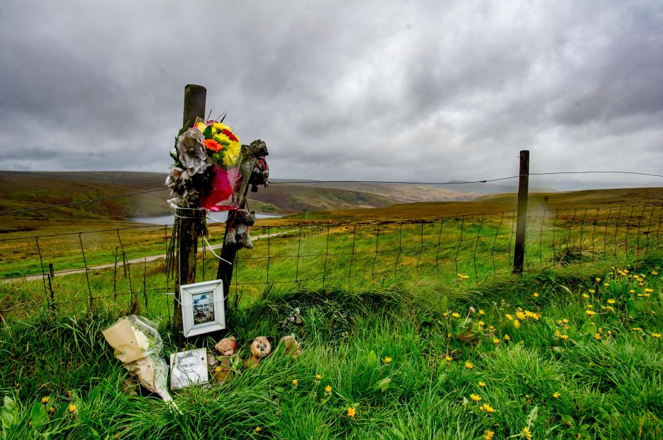  A memorial to Kieth Bennett on Saddleworth Moor - his body has never been found