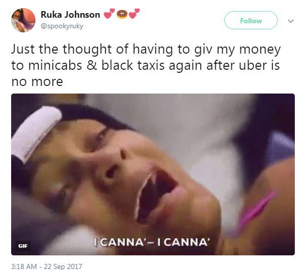  Ruka joked about the 'thought of having to give money to minicabs again' with a meme