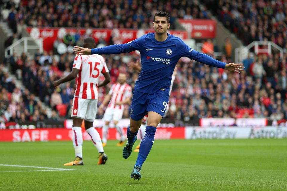 Spanish star Alvaro Morata netted with his right-foot very early on at Stoke