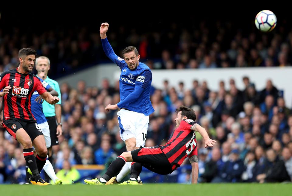  Former Swansea midfielder Gylfi Sigurdsson in action at Goodison Park against Bournemouth