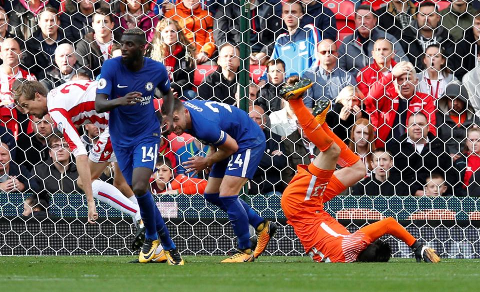 Thibaut Courtois hit his head in horrific manner midway through the second half