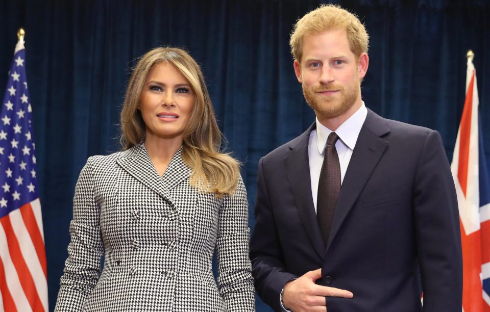  Harry forced a smile as he posed for pictures with Melania Trump