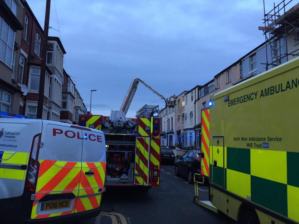  Ambulances and fire crews were called to a guest house Blackpool after an explosion this evening