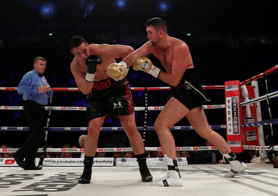 Hughie Fury lands a right hand that rocks Joseph Parker