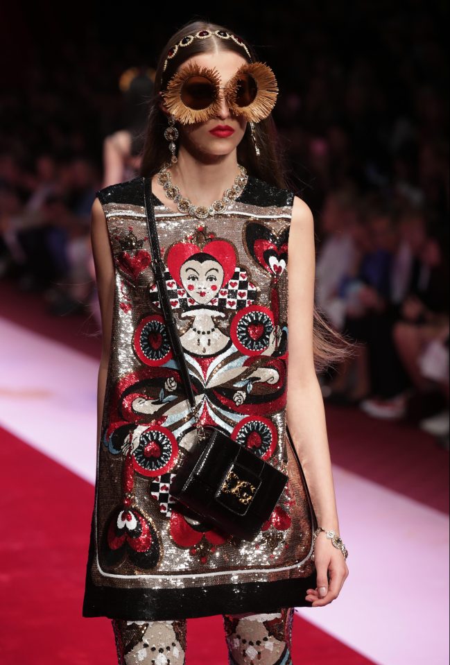  A model wears daring accessories with another D&G creation