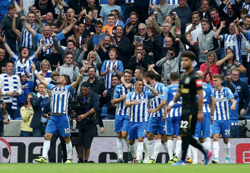 Brighton edged past Newcastle in the battle of the promotees