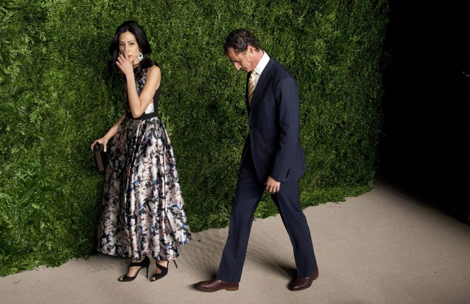  Weiner pictured in 2015, with his former wife Huma Abedin