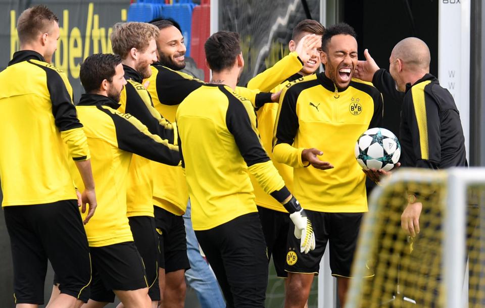  Aubameyang's misfortune provided a lighter moment ahead of a huge European tie