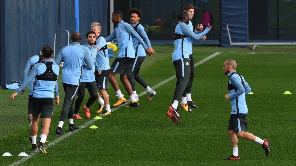 Manchester City's stars train ahead of their Champions League clash against Shakhtar Donetsk