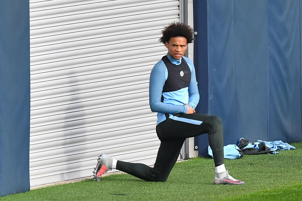 Manchester City's Leroy Sane during training ahead of the Champions League clash with Shakhtar Donetsk