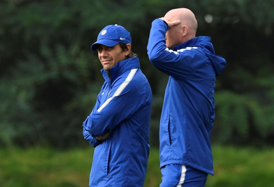 Antonio Conte led his Chelsea side through their drills ahead of second Champions League group game