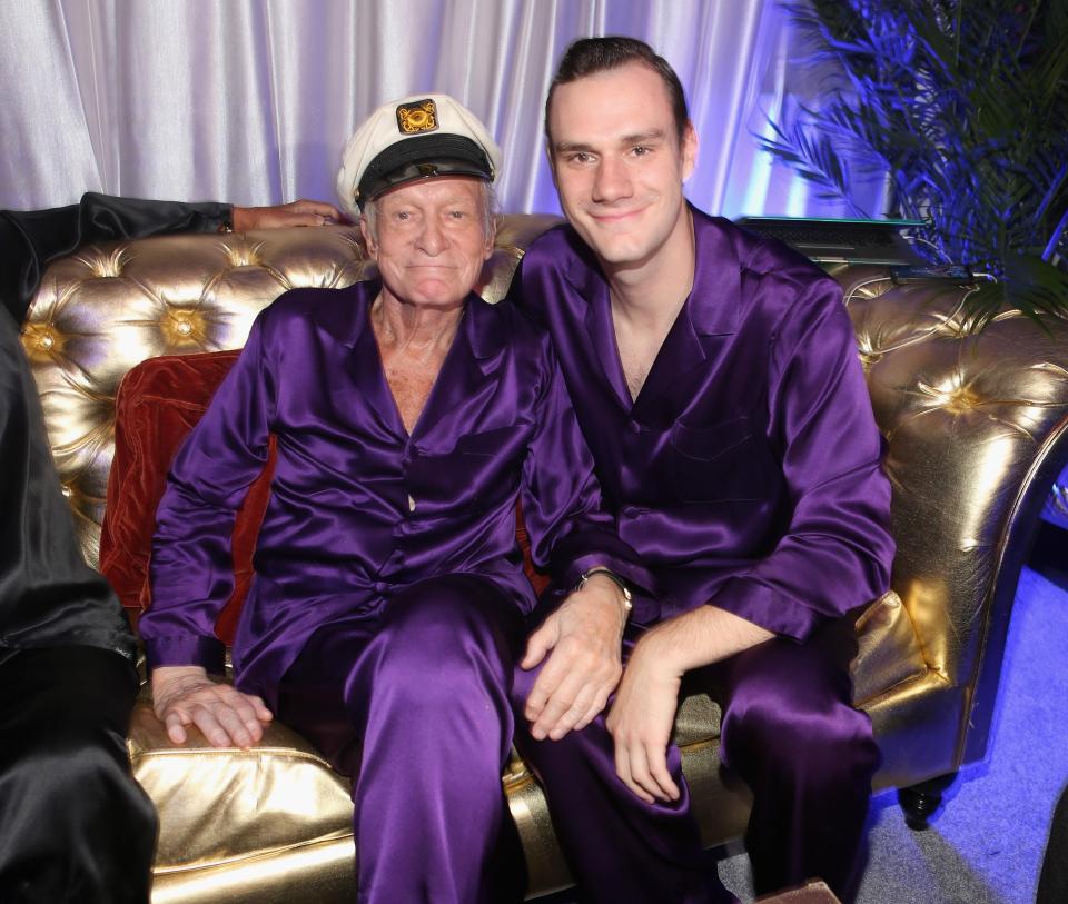  Hugh Hefner poses with his son Cooper. Natalie says Cooper is 'really lovely' and makes sure the bunnies are okay