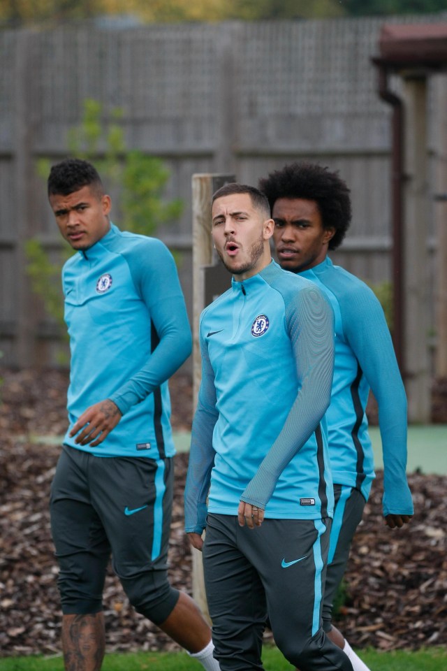 Chelsea star Eden Hazard sports the club's training top