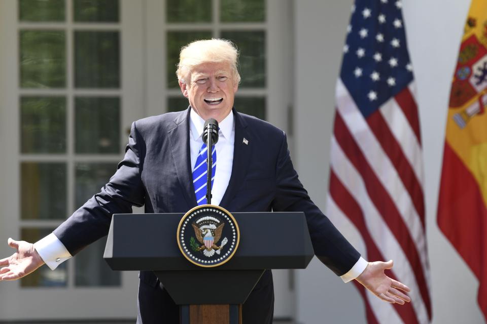  Mr Corbyn laid in to Donald Trump during his speech