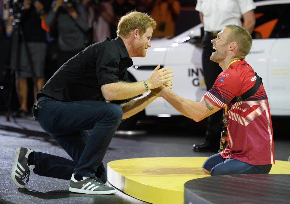 Prince Harry congratulated a former marine on taking silver at the Invictus Games in Toronto