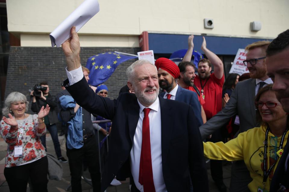  Jeremy Corbyn as he arrived to give his key speech this lunchtime