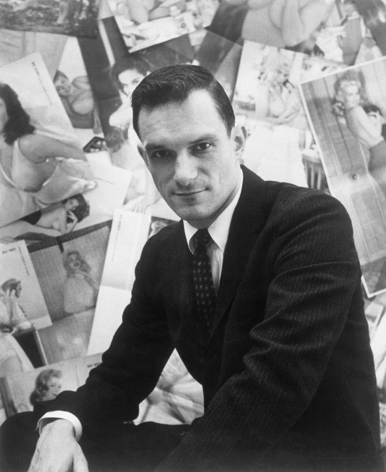  Hugh in 1963, against a backdrop of Playboy covers