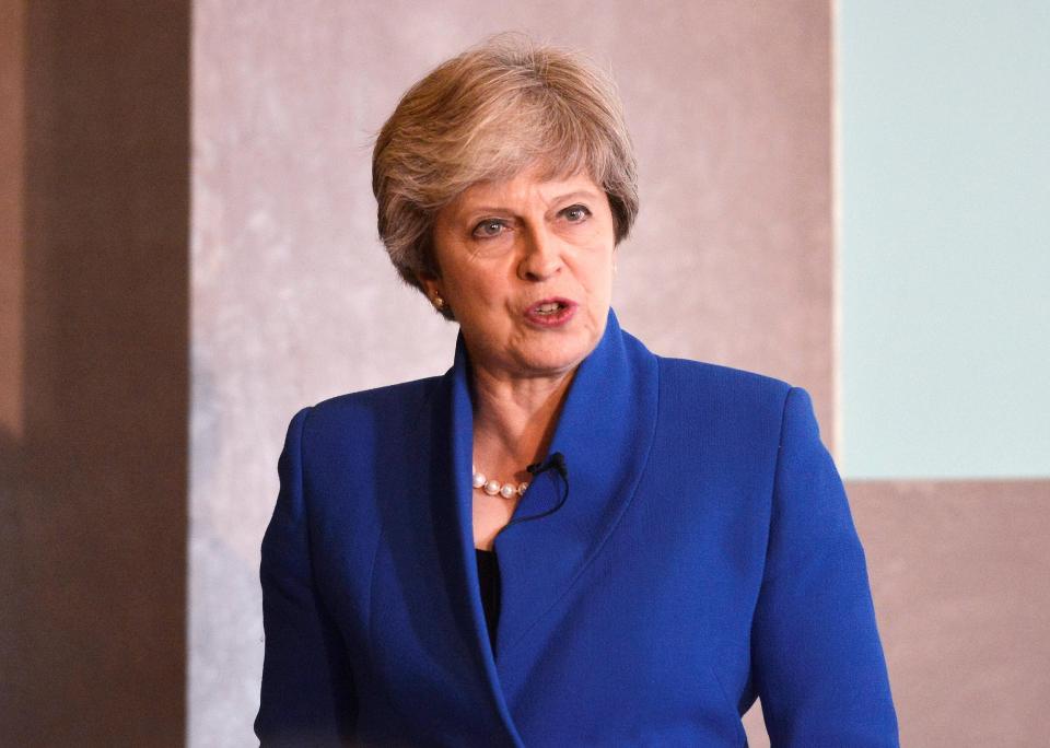  Theresa May delivering a speech at the Bank of England today