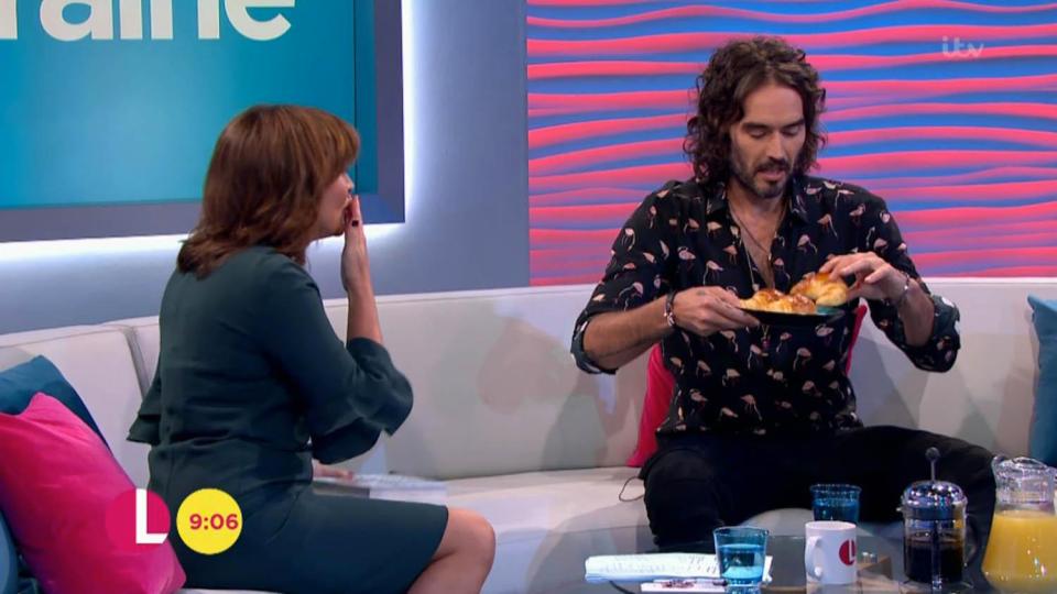  Lorraine looked terrified he would chip a tooth on the croissant