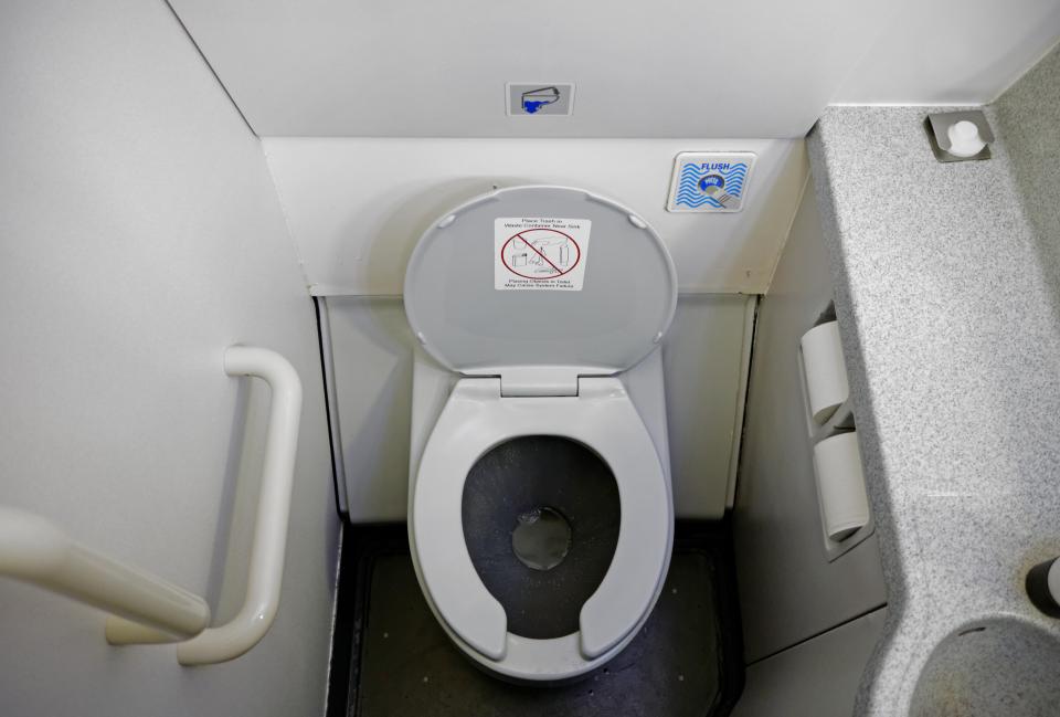 One poor passenger soiled his pants while on his way to use the plane toilet 