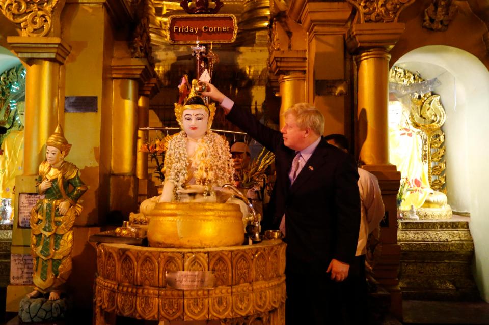  Boris Johnson narrowly avoided a colonial gaffe in Burma thanks to British ambassador, he is pictured in the country in January