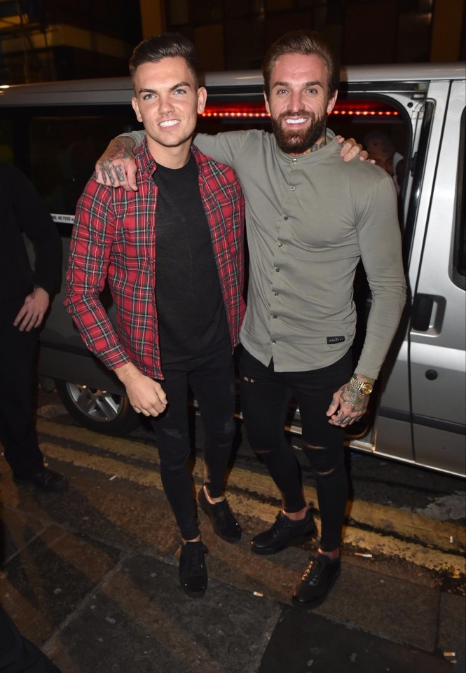 Sam Gowland poses with Aaron Chalmers for their first night on the Toon together