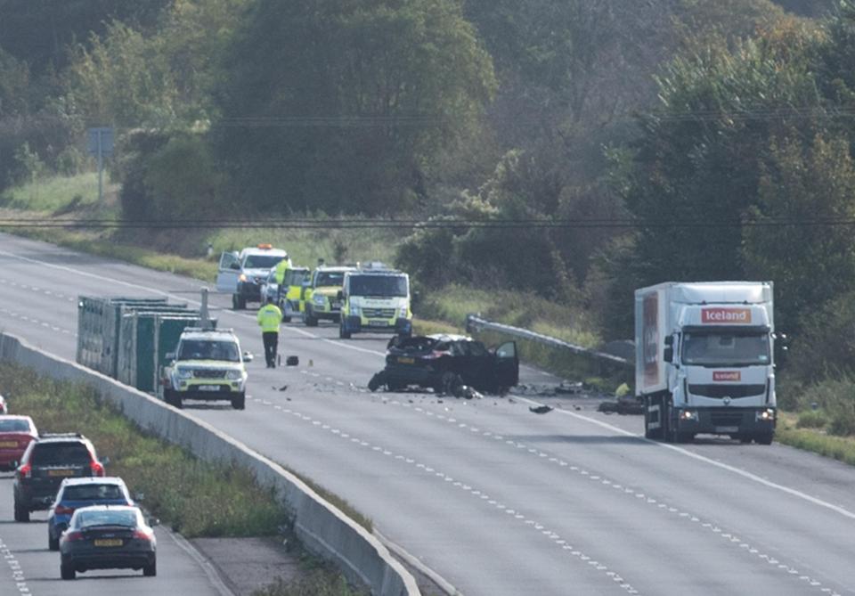  The crashed car on the M4 this morning