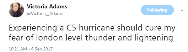  The Londoner shared a series of tweets about the hurricane