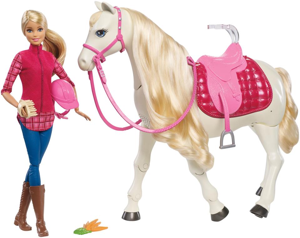  The £90 Barbie DreamHorse reacts to touch and sounds, featuring more than 30 realistic reactions. It was included in Hamley must have toys list this Christmas.