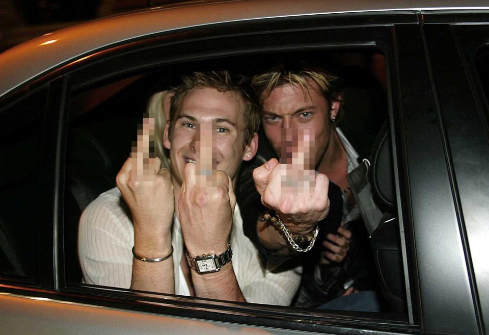  Lee Ryan and Duncan James swear at paparazzi after a Cannes Film Festival yacht party in 2003