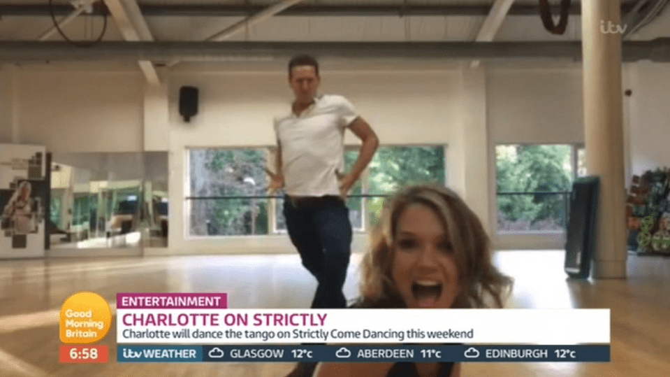  Charlotte in rehearsals with her dance partner Brendan Cole