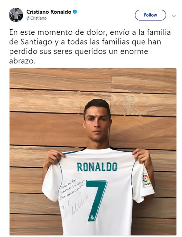  After being sent a letter by Santiago's mother, Cristiano Ronaldo took to Twitter to send his support