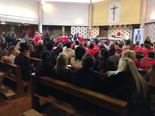 Travellers from across the globe gathered for a mass service at the Catholic Church of English Martyrs in Horley, Surrey