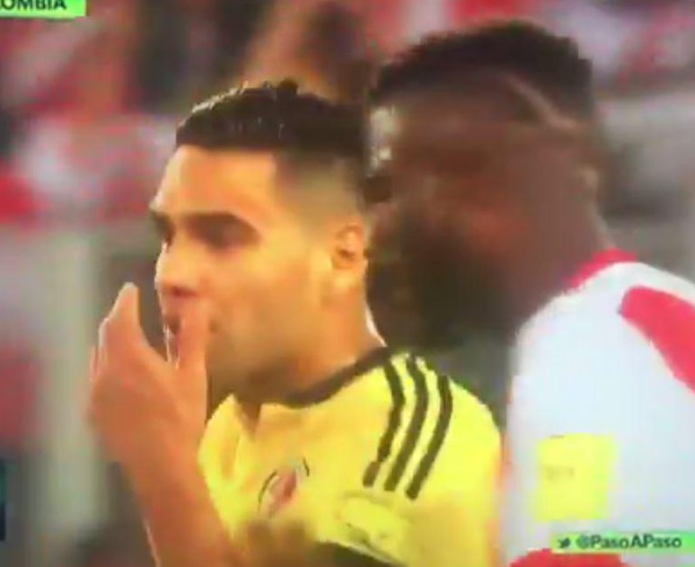  Radamel Falcao appeared to have discussions several times with Peruvian players during the match