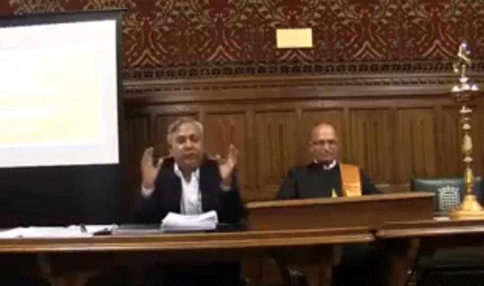  Mr Ghosh, left, during his talk in a Commons committee room last week